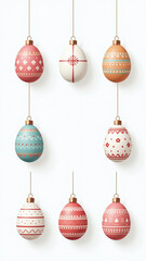 decorated easter eggs ornaments symbolize seasonal religious holiday various designs patterns crisp white