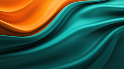 Obraz premium Vibrant waves of orange and teal silk fabric for a modern design aesthetic