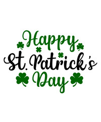 Happy St Patricks Day typography design on plain white transparent isolated background for card, shirt, hoodie, sweatshirt, apparel, tag, mug, icon, poster or badge