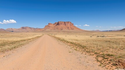 Desert Road Leads to Red Rock Mountain