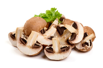 Fresh Cremini Mushrooms Isolated on White Background.