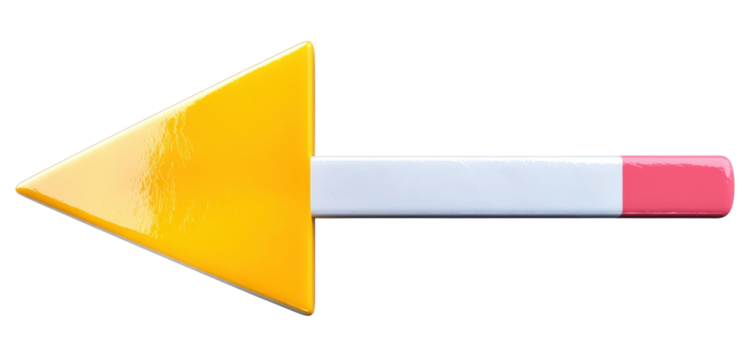 Yellow arrow right with pink accent, cut out - Powered by Adobe