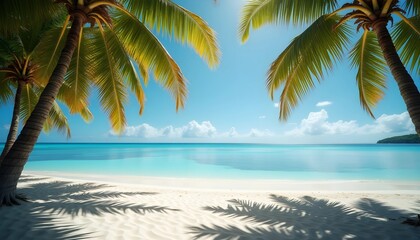 Scenic tropical beach with palm trees and turquoise water