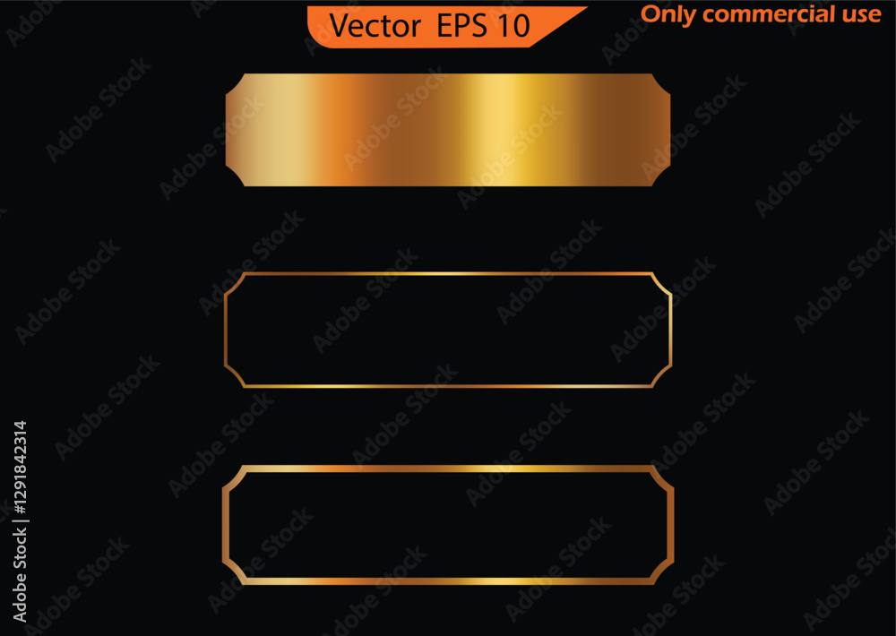 Wall mural set of golden banners. set of empty gold buttons and sliders, web icons and game icon set. gradient 