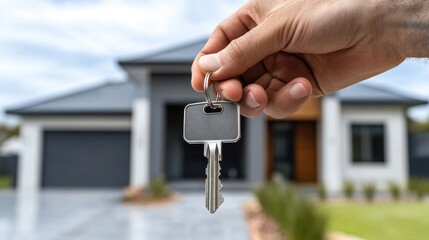 new home ownership, a family joyfully receives the keys to their new suburban home from a real estate agent, celebrating their achievement