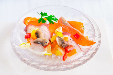 タコとサーモンのセビーチェ