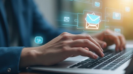 Person Working on Laptop, Digital Business Concept