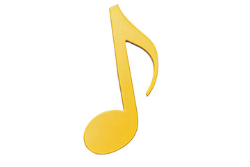 Yellow musical note cutout in simple design, cut out
