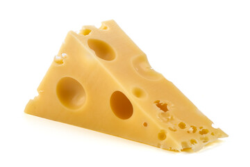 Maasdam cheese, isolated on white background.