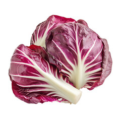 Obraz premium Radicchio heads on a Transparent background showcasing vibrant colors and delicate leaves for culinary use, Radicchio isolated on PNG background