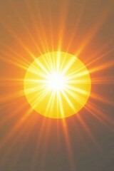 Obraz premium Bright Celestial Orb Radiating Golden Light Beams Across a Warm Hue Background