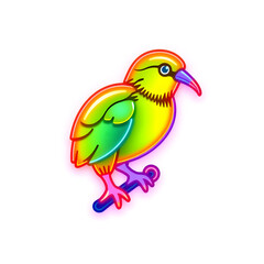 Fototapeta premium Kiwi bird holographic 3D icon. neon symbol vector illustration isolated on white background. Generative AI