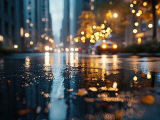 rainy night City Street Reflection