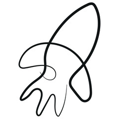 simple rocket icon in line art style drawn with original outline, for logos and various designs