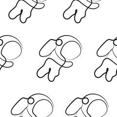 seamless pattern with simple icons of astronaut in space suit in line art style drawn with original outline, for logos and various designs