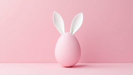 pastel pink egg white bunny ears pink vertical