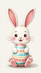 Fototapeta premium realistic vector design happy easter bunny card features long ears painted egg