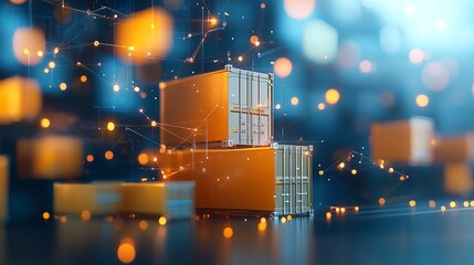Dynamic action of shipping containers in a modern warehouse urban environment digital art futuristic viewpoint supply chain concept for enhanced seo presence