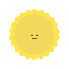 笑顔の黄色いギザギザした形の花粉などのアレルギー物質や菌、晴れやごきげんのイメージ素材