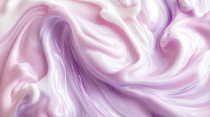 Obraz premium A close-up of swirling pastel lavender and white cream, creating an elegant and smooth texture.