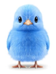 Adorable Fluffy Blue Baby Chick on White Background