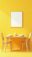 yellow dining table decorated easter celebration spacious area displaying holiday
