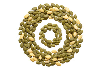 Arrangement Of Green And Tan Pumpkin Seeds On A Transparent Background Displaying Natural Colors