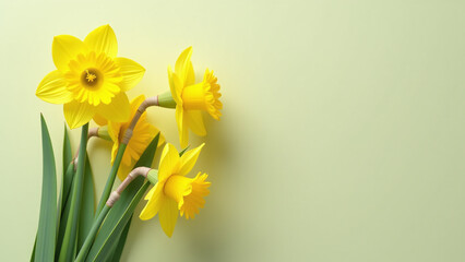 yellow daffodil flowers isolated flat colorful background