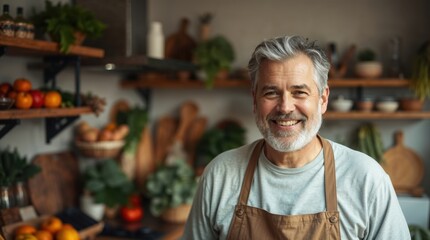Fototapeta premium man cooking in a modern bright kitchen
