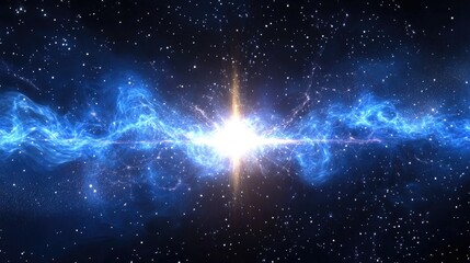 Fototapeta premium Stellar Explosion in Deep Space with Radiant Blue Nebula and Starfield