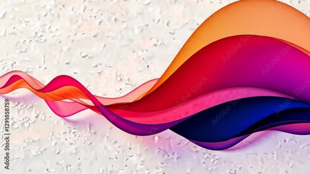 Poster A colorful wave with many dots and circles. The wave is white and has a rainbow color. The dots and circles are in different colors and sizes