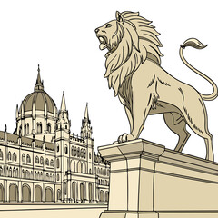 Royal golden lion statue design with regal elegance