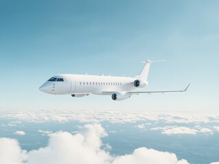 Obraz premium Private Jet Flying Above Clouds