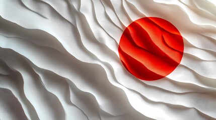 Classic Japan flag design, featuring a bold red sun on a white canvas, universally recognized in sports, politics, and heritage projects, comic book art style