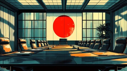 Classic Japan flag design, featuring a bold red sun on a white canvas, universally recognized in sports, politics, and heritage projects, comic book art style