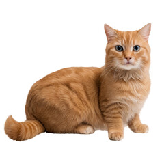 A cute brown tabby kitten, isolated on white, sits with fluffy fur, a cat isolated on white background, cat png image, 4k cat image, brown kitten, orange kitten