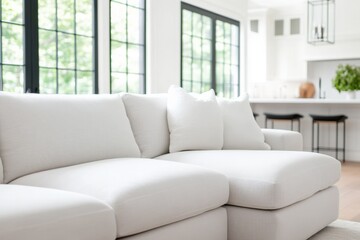 Fototapeta premium White sofa in a bright living room