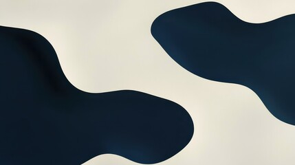 Obraz premium Abstract design featuring fluid shapes in dark blue against a soft beige background, creating a modern, minimalistic aesthetic.