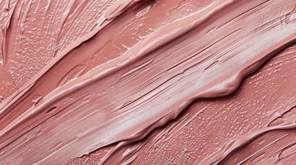Smooth creamy pink textured cosmetic makeup smears background with pearl shimmer and glossy finish