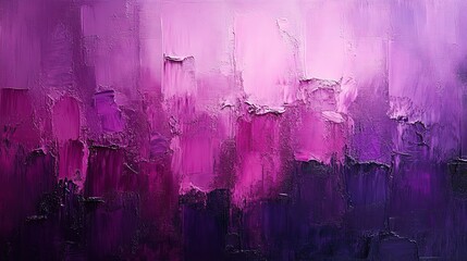 Thick brushstrokes of purple and magenta on textured canvas, capturing richness and depth  