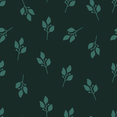 A seamless spring pattern with leaves and berries
