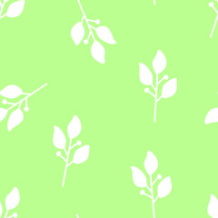A seamless spring pattern with leaves and berries