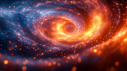 A colorful vortex of glowing particles, depicting an abstract concept of energy, space, and motion