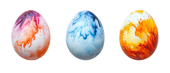 Png of Abstract Watercolor Easter Eggs in Vibrant Shades on transparent background.