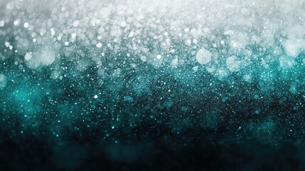 Abstract Sparkling Bokeh Background with Teal and White Light Particles
