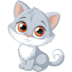 Obraz premium Cute Cartoon Kitten Digital Illustration