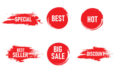 Discount offer label tag red stamp set grunge design
