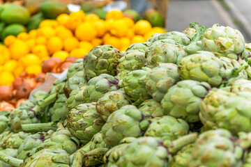 Fototapeta premium fresh green artichokes