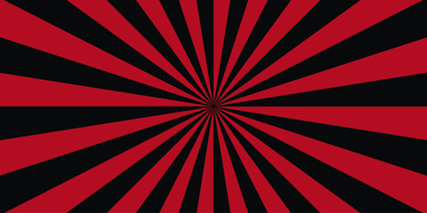 Fototapeta premium black and red sun rays sunburst pattern background. abstract comic colorful vintage background black and red cartoon background, spinning background, hypnosis 