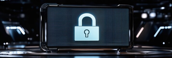 Digital lock symbol representing data security in a modern technology environment